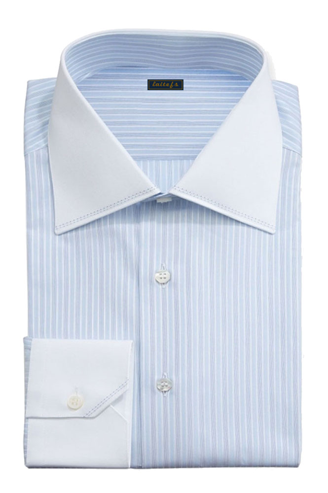 天藍色條紋襯衫定制
