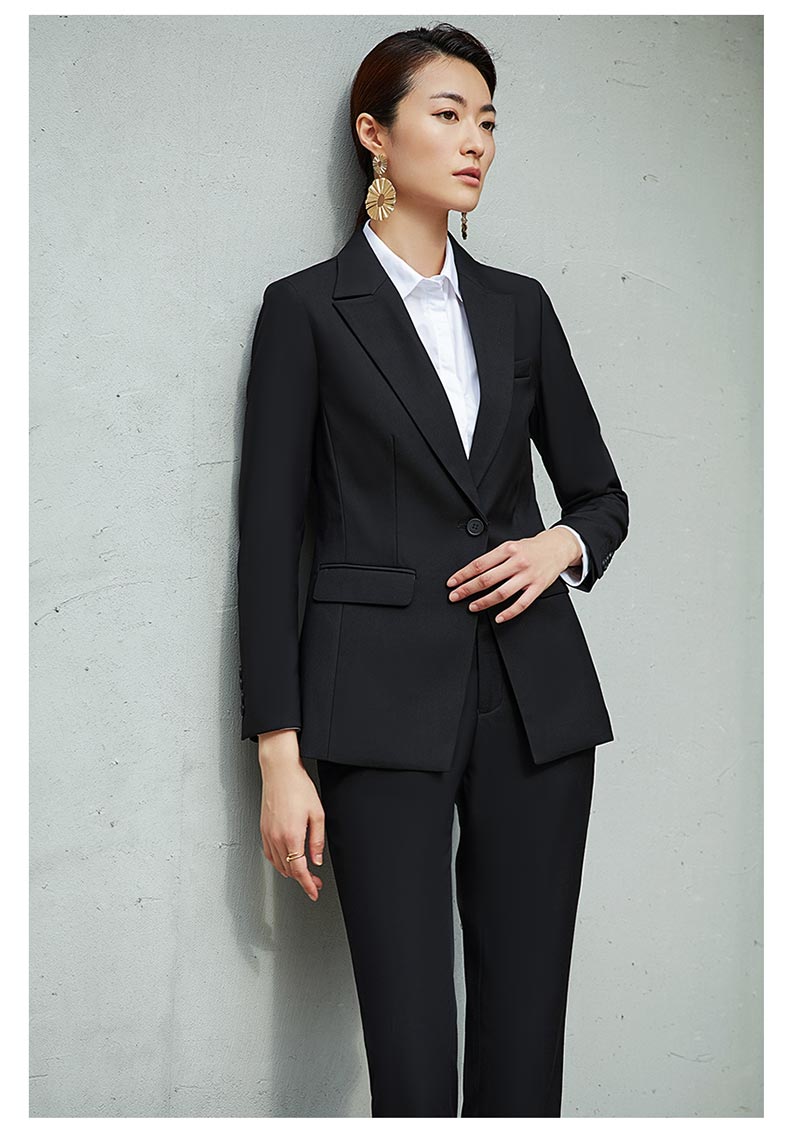 女士黑色一粒扣西服定做款式圖展示